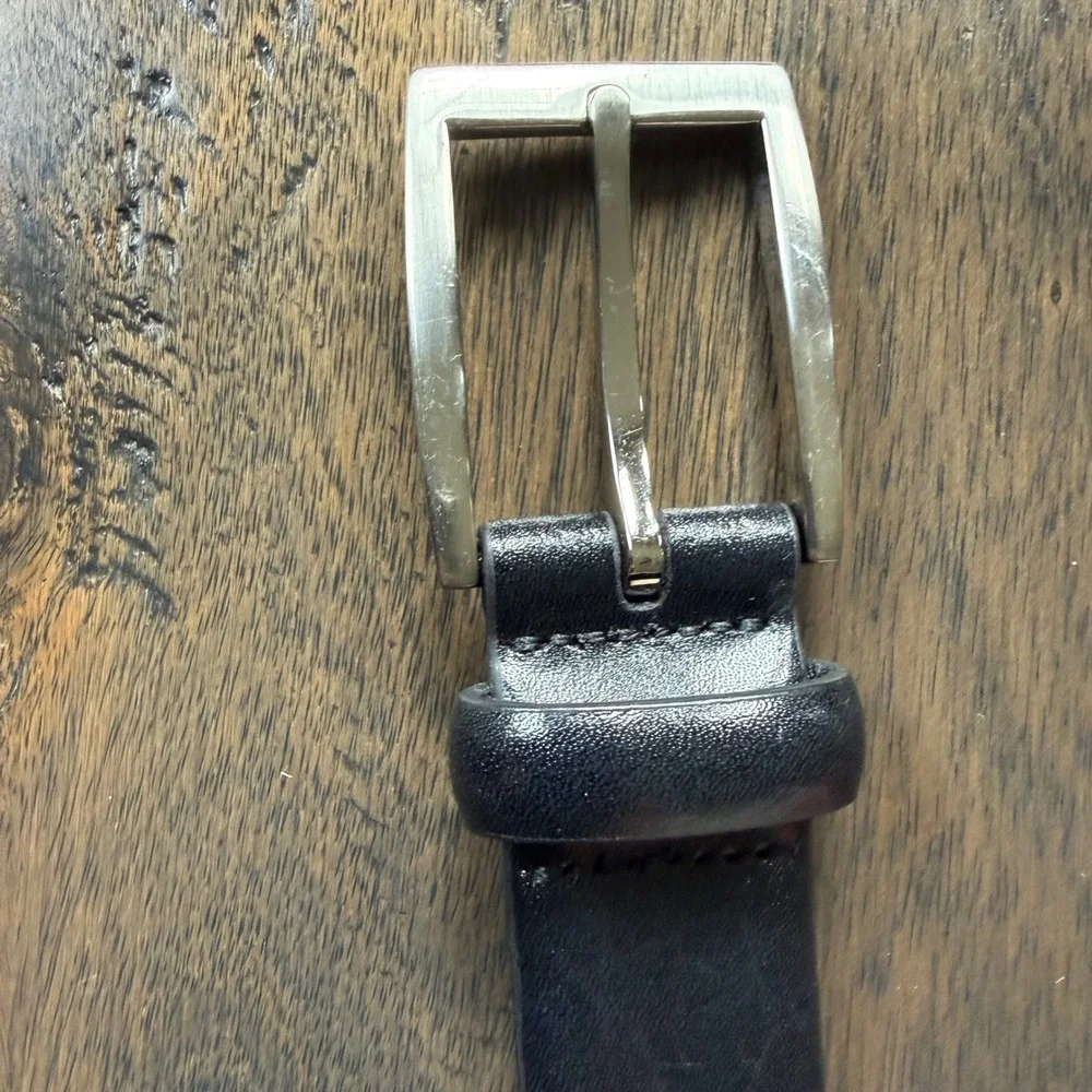 Jos. A. Bank Leather Belt Mens 42 Black Excellent Silver Buckle‎ Dress Formal